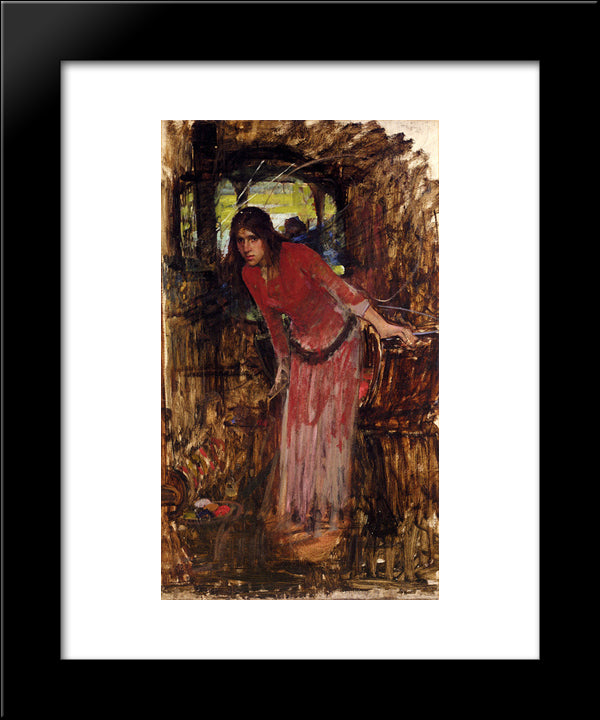 Study For The Lady Of Shallot 20x24 Black Modern Wood Framed Art Print Poster by Waterhouse, John William