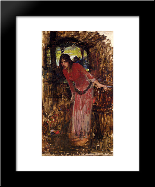 Study For The Lady Of Shallot 20x24 Black Modern Wood Framed Art Print Poster by Waterhouse, John William