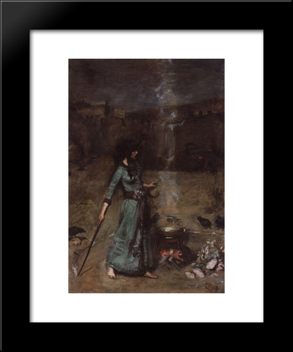 Study For The Magic Circle 20x24 Black Modern Wood Framed Art Print Poster by Waterhouse, John William