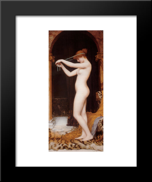 Venus Binding Her Hair 20x24 Black Modern Wood Framed Art Print Poster by Godward, John William