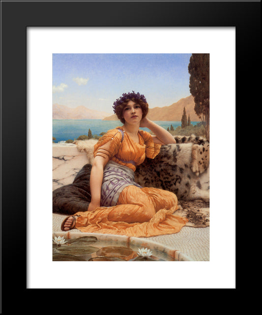 With Violets Wreathed And Robe Of Saffron Hue' 20x24 Black Modern Wood Framed Art Print Poster by Godward, John William