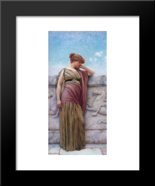 Leaning On The Balcony 20x24 Black Modern Wood Framed Art Print Poster by Godward, John William