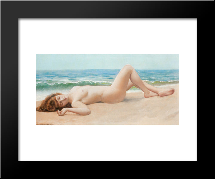 Nude On The Beach 20x24 Black Modern Wood Framed Art Print Poster by Godward, John William