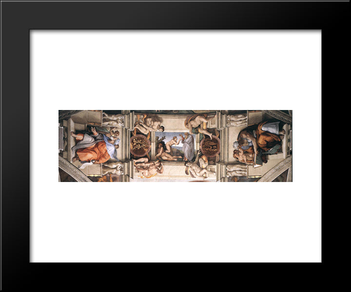 Ceiling Of The Sistine Chapel [Detail] 20x24 Black Modern Wood Framed Art Print Poster by Michelangelo