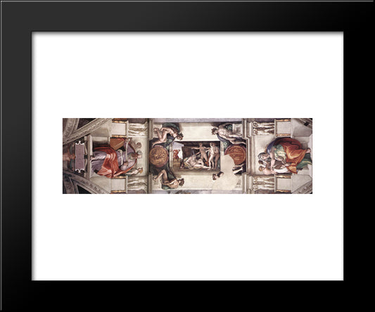 Ceiling Of The Sistine Chapel - Bay 1 20x24 Black Modern Wood Framed Art Print Poster by Michelangelo