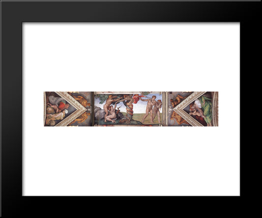 Ceiling Of The Sistine Chapel - Bay 4 20x24 Black Modern Wood Framed Art Print Poster by Michelangelo