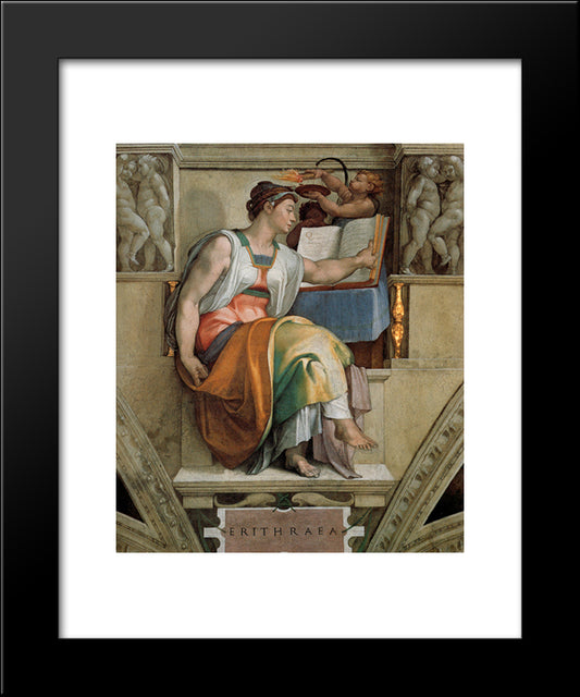 Ceiling Of The Sistine Chapel: Sybils: Erithraea 20x24 Black Modern Wood Framed Art Print Poster by Michelangelo