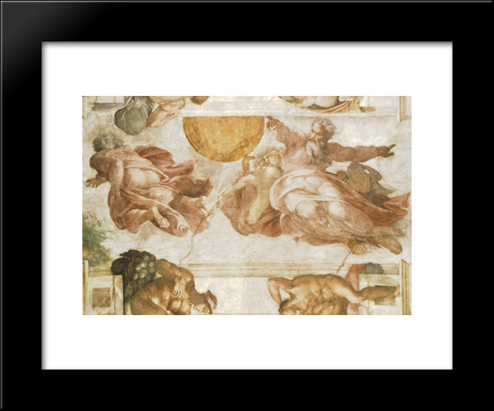 The Creation Of The Sun 20x24 Black Modern Wood Framed Art Print Poster by Michelangelo