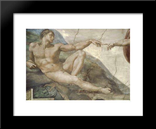 The Creation Of Man (Detail) 20x24 Black Modern Wood Framed Art Print Poster by Michelangelo
