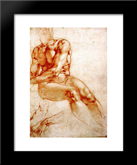 Male Nude Study 20x24 Black Modern Wood Framed Art Print Poster by Michelangelo