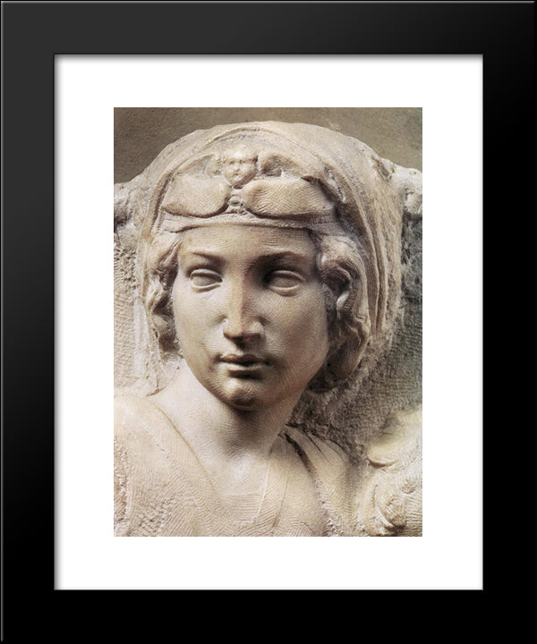 Madonna (Tondo Pitti) [Detail: 1] 20x24 Black Modern Wood Framed Art Print Poster by Michelangelo