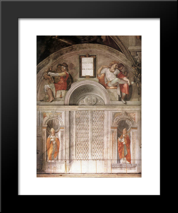 Lunette And Popes, Sistine Chapel 20x24 Black Modern Wood Framed Art Print Poster by Michelangelo