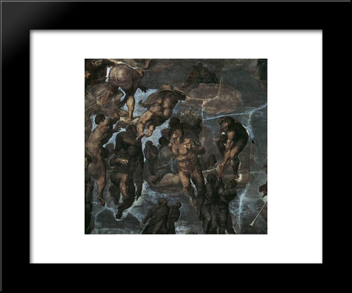 The Last Judgement [Detail: 3] 20x24 Black Modern Wood Framed Art Print Poster by Michelangelo