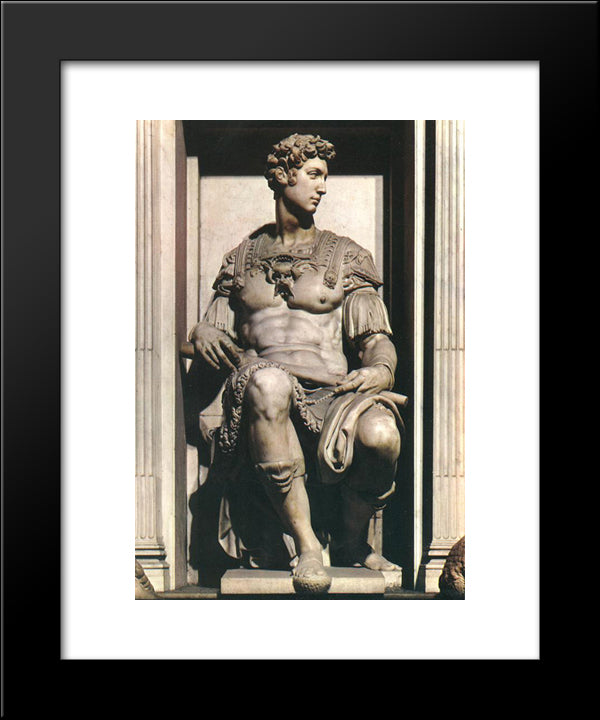 Tomb Of Giuliano De' Medici: Giuliano De' Medici 20x24 Black Modern Wood Framed Art Print Poster by Michelangelo