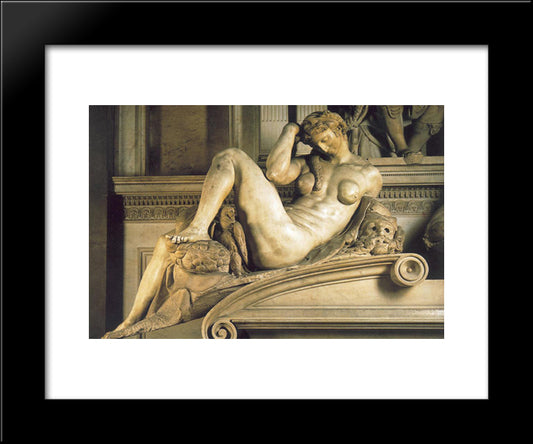 Tomb Of Giuliano De' Medici: Night 20x24 Black Modern Wood Framed Art Print Poster by Michelangelo