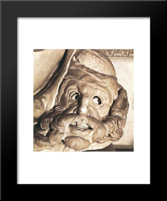 Tomb Of Giuliano De' Medici: Night [Detail: 1] 20x24 Black Modern Wood Framed Art Print Poster by Michelangelo