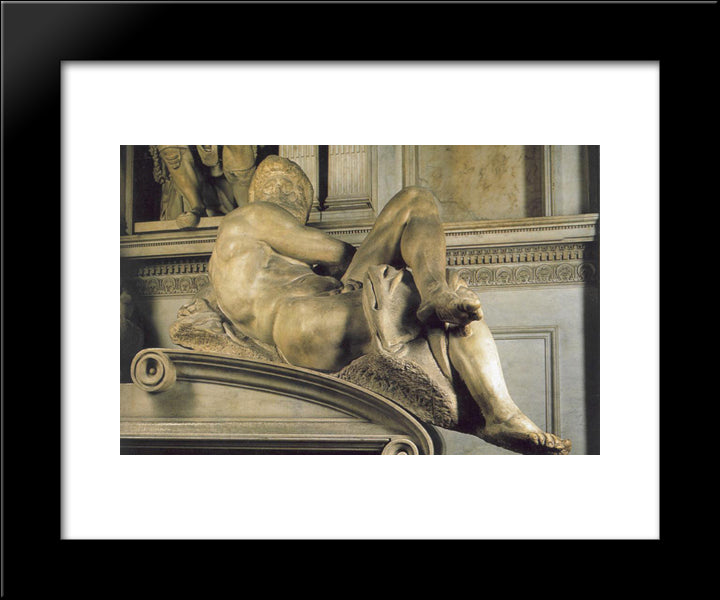 Tomb Of Giuliano De' Medici: Day 20x24 Black Modern Wood Framed Art Print Poster by Michelangelo