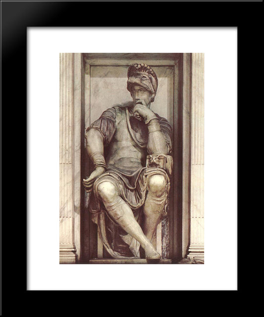 Tomb Of Lorenzo De' Medici: Lorenzo De' Medici 20x24 Black Modern Wood Framed Art Print Poster by Michelangelo