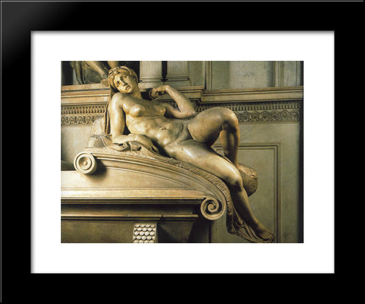 Tomb Of Lorenzo De' Medici: Dawn 20x24 Black Modern Wood Framed Art Print Poster by Michelangelo