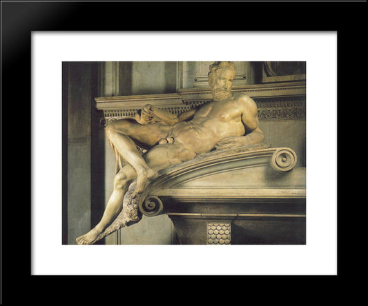 Tomb Of Lorenzo De' Medici: Twilight 20x24 Black Modern Wood Framed Art Print Poster by Michelangelo
