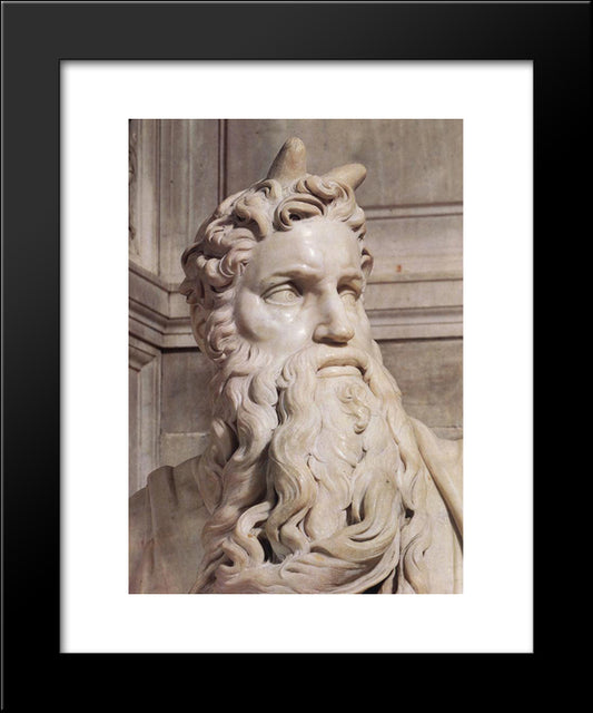 Tomb Of Pope Julius Ii: Moses [Detail: 1] 20x24 Black Modern Wood Framed Art Print Poster by Michelangelo