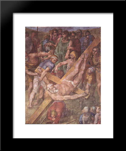 Matyrdom Of Saint Peter [Detail] 20x24 Black Modern Wood Framed Art Print Poster by Michelangelo