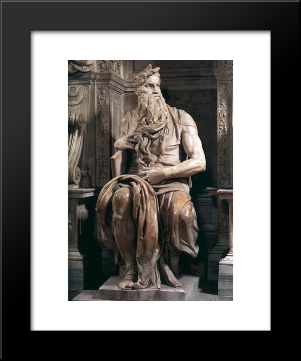 Tomb Of Pope Julius Ii: Moses 20x24 Black Modern Wood Framed Art Print Poster by Michelangelo