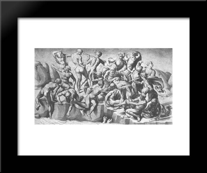 Battle Of Cascina (Part) 20x24 Black Modern Wood Framed Art Print Poster by Michelangelo