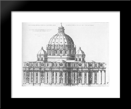 Project For St. Peters' In Rome 20x24 Black Modern Wood Framed Art Print Poster by Michelangelo
