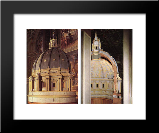 Model Of The Dome 20x24 Black Modern Wood Framed Art Print Poster by Michelangelo