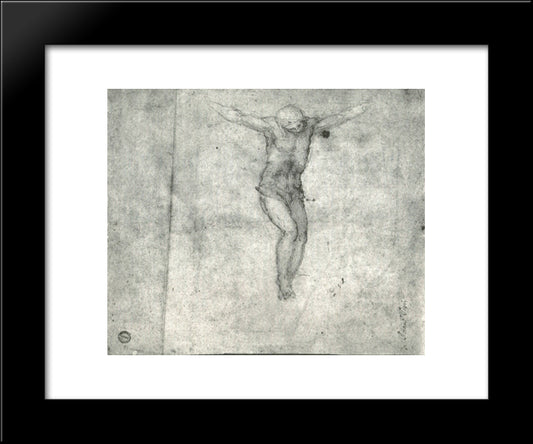 Study For A Christ On The Cross 20x24 Black Modern Wood Framed Art Print Poster by Michelangelo