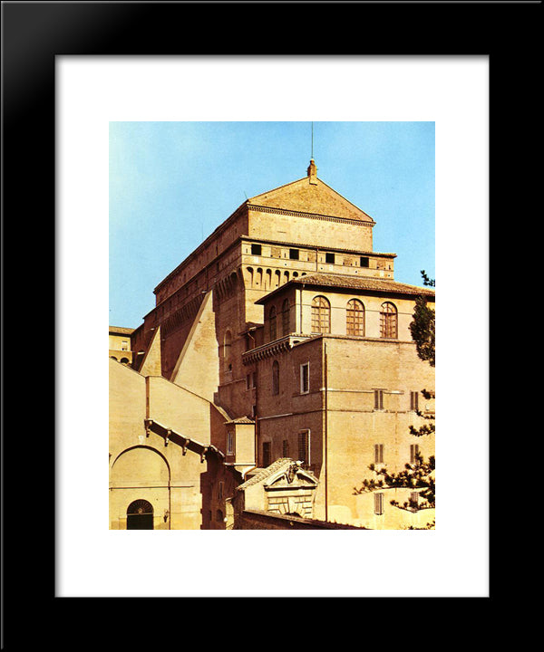 Exterior Of The Sistine Chapel 20x24 Black Modern Wood Framed Art Print Poster by Michelangelo