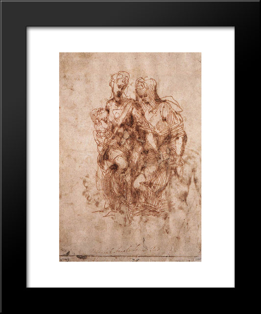 St Anne With The Virgin And The Christ Child 20x24 Black Modern Wood Framed Art Print Poster by Michelangelo