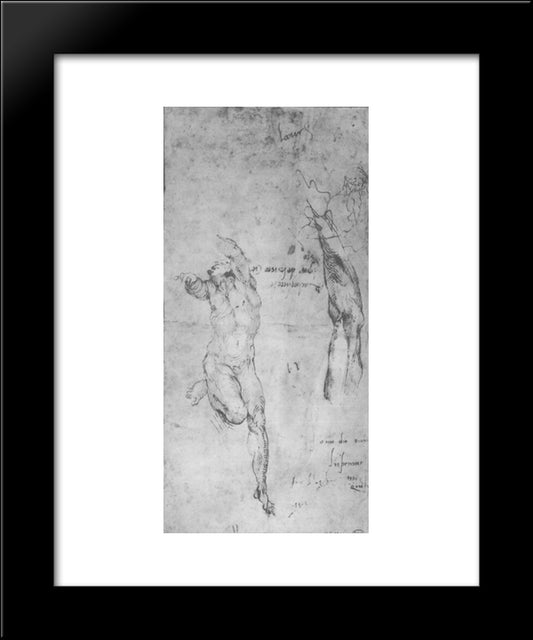 Male Nude; Arm; Bearded Man 20x24 Black Modern Wood Framed Art Print Poster by Michelangelo