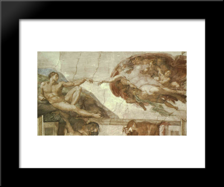 The Creation Of Man 20x24 Black Modern Wood Framed Art Print Poster by Michelangelo