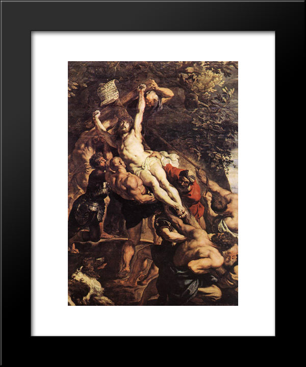Raising Of The Cross [Detail: 1] 20x24 Black Modern Wood Framed Art Print Poster by Rubens, Peter Paul