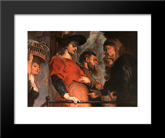Descent From The Cross [Detail: Meeting Of Mary And Elisabeth] 20x24 Black Modern Wood Framed Art Print Poster by Rubens, Peter Paul