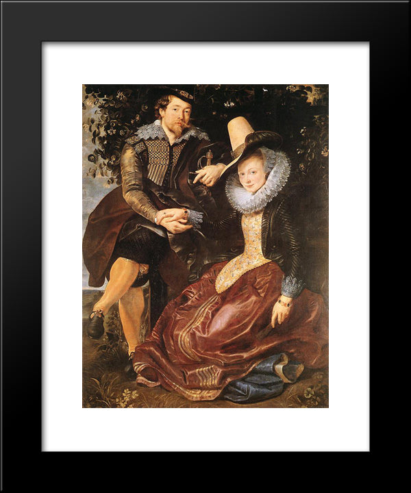 The Artist And His First Wife, Isabella Brant, In The Honeysuckle Bower 20x24 Black Modern Wood Framed Art Print Poster by Rubens, Peter Paul