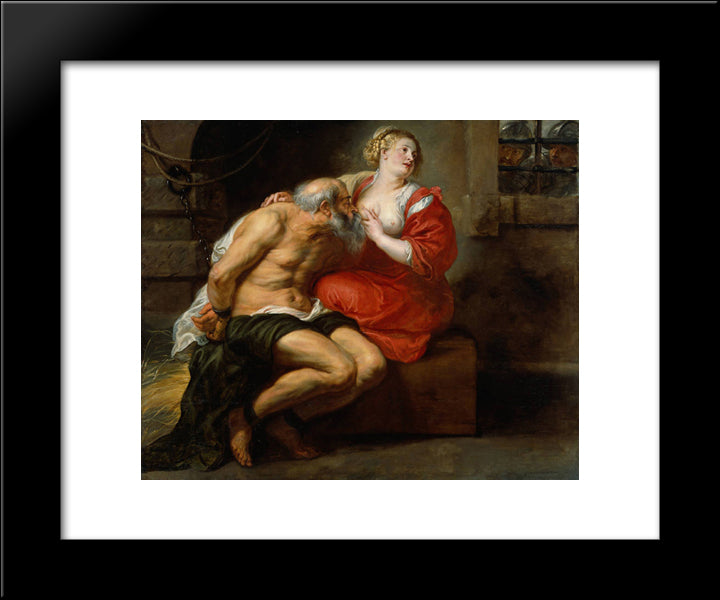Cimon And Pero 20x24 Black Modern Wood Framed Art Print Poster by Rubens, Peter Paul