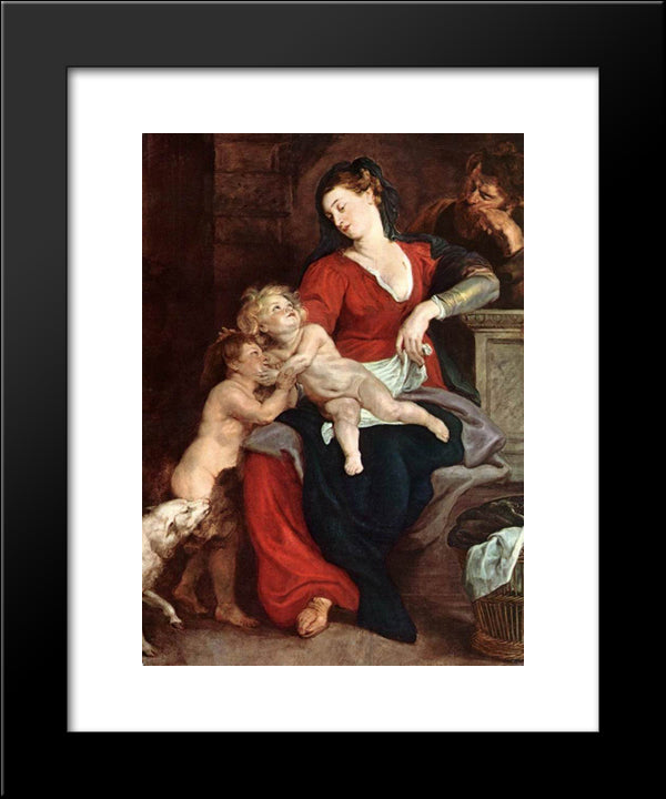 The Holy Family With The Basket 20x24 Black Modern Wood Framed Art Print Poster by Rubens, Peter Paul