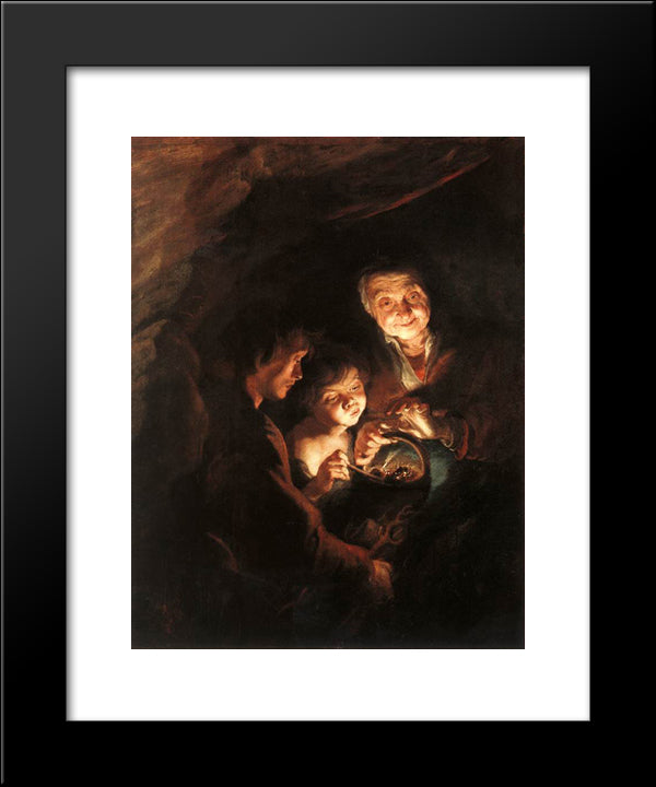 Old Woman With A Basket Of Coal 20x24 Black Modern Wood Framed Art Print Poster by Rubens, Peter Paul