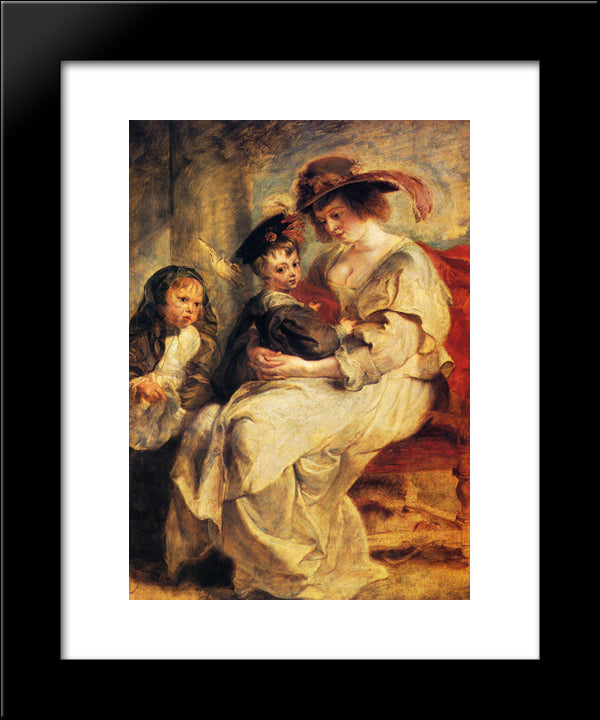 Helene Fourment With Two Of Her Children, Claire-Jeanne And Francois 20x24 Black Modern Wood Framed Art Print Poster by Rubens, Peter Paul