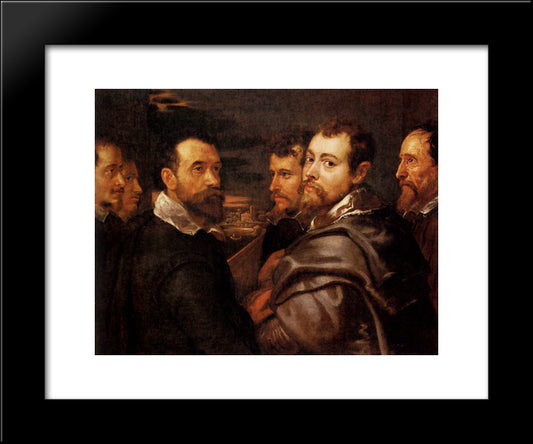 The Mantuan Circle Of Friends 20x24 Black Modern Wood Framed Art Print Poster by Rubens, Peter Paul