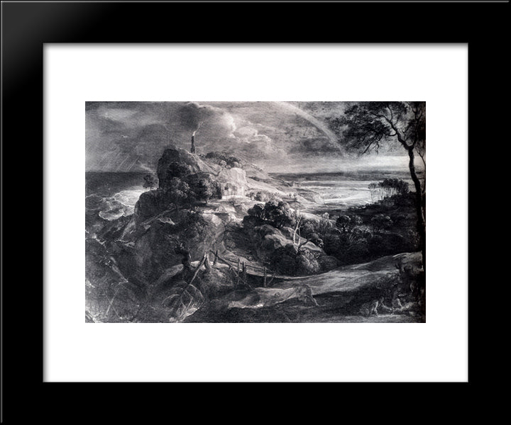 Landscape With The Shipwreck Of Aeneas 20x24 Black Modern Wood Framed Art Print Poster by Rubens, Peter Paul