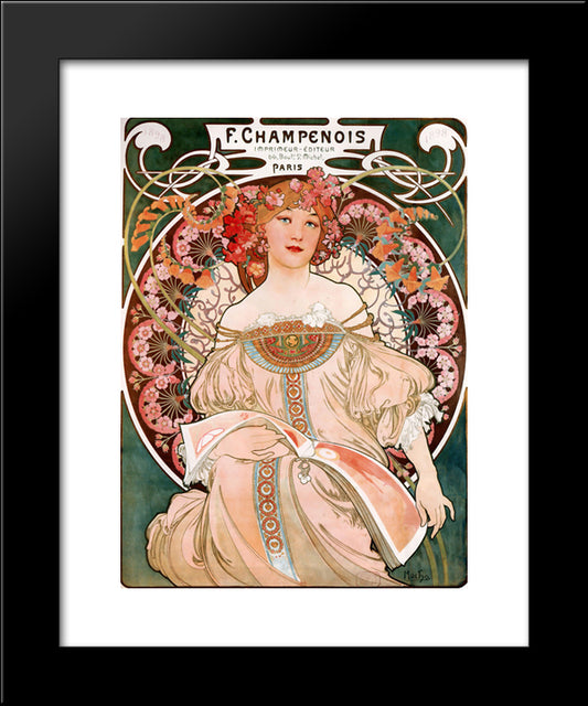 F. Champenois Imprimeur-Editeur 20x24 Black Modern Wood Framed Art Print Poster by Mucha, Alphonse
