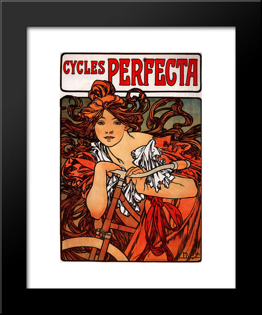 Perfecta Cycles 20x24 Black Modern Wood Framed Art Print Poster by Mucha, Alphonse
