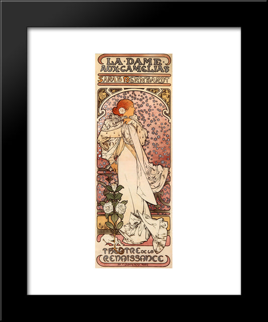 La Dame Aux Camelias 20x24 Black Modern Wood Framed Art Print Poster by Mucha, Alphonse