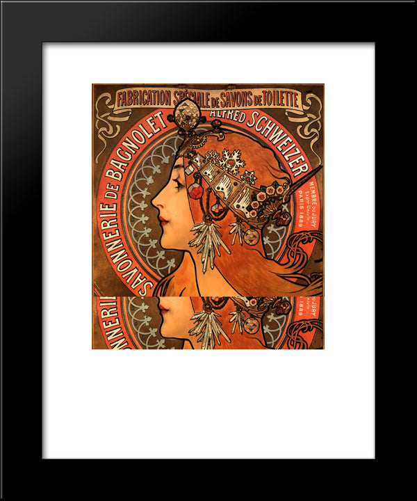 Savonnerie De Bagnolet 20x24 Black Modern Wood Framed Art Print Poster by Mucha, Alphonse