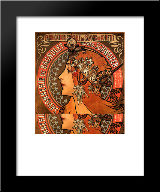 Savonnerie De Bagnolet 20x24 Black Modern Wood Framed Art Print Poster by Mucha, Alphonse