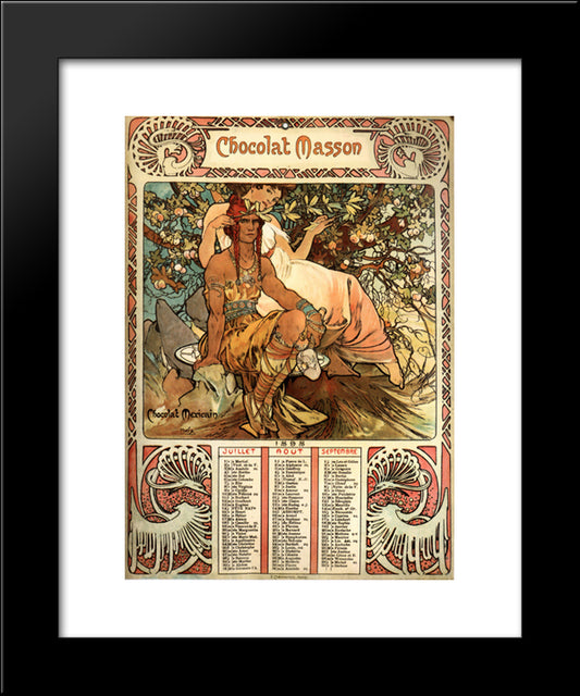 Manhood (Calendar) 20x24 Black Modern Wood Framed Art Print Poster by Mucha, Alphonse